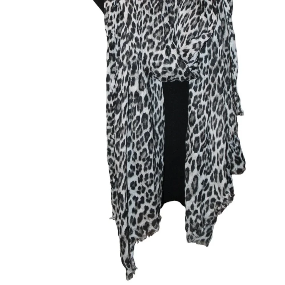 HUGE Large Leopard Animal Print Black White Scarf! EUC! Fun! 104